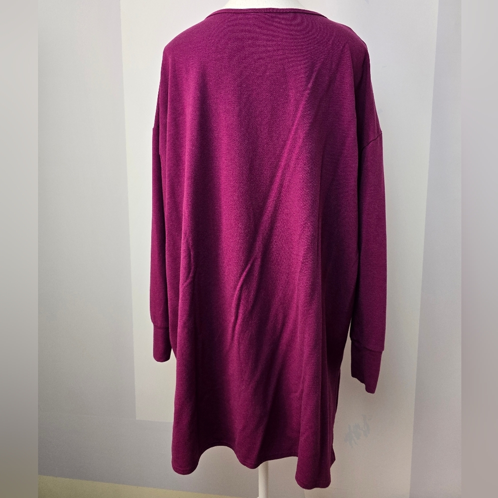 Orange Women’s Maroon Boatneck Sweater Dress OS | Oversized Cozy Long Sleeve - Picture 3 of 7